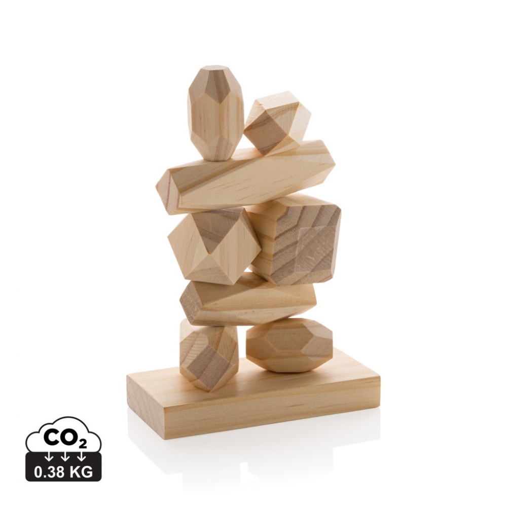 Logo trade promotional gifts image of: Ukiyo Crios wooden balancing rocks in pouch