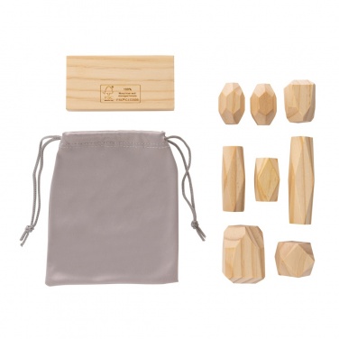 Logo trade promotional gifts picture of: Ukiyo Crios wooden balancing rocks in pouch