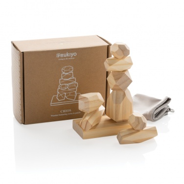 Logotrade promotional gift picture of: Ukiyo Crios wooden balancing rocks in pouch