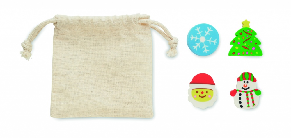 Logo trade promotional giveaways picture of: Set of 4 Christmas erasers