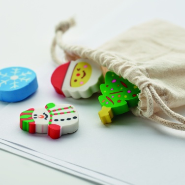 Logo trade advertising products image of: Set of 4 Christmas erasers