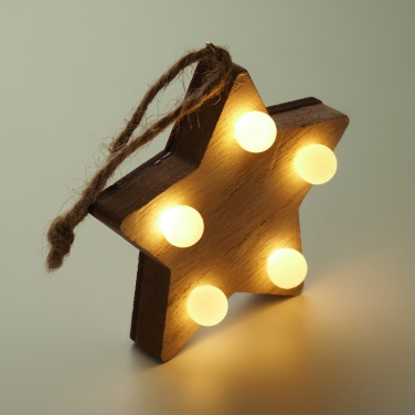 Logo trade promotional merchandise image of: Wooden weed star with lights