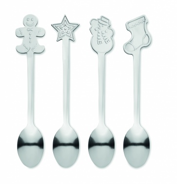 Logo trade promotional giveaway photo of: Set of 4 Christmas tea spoon