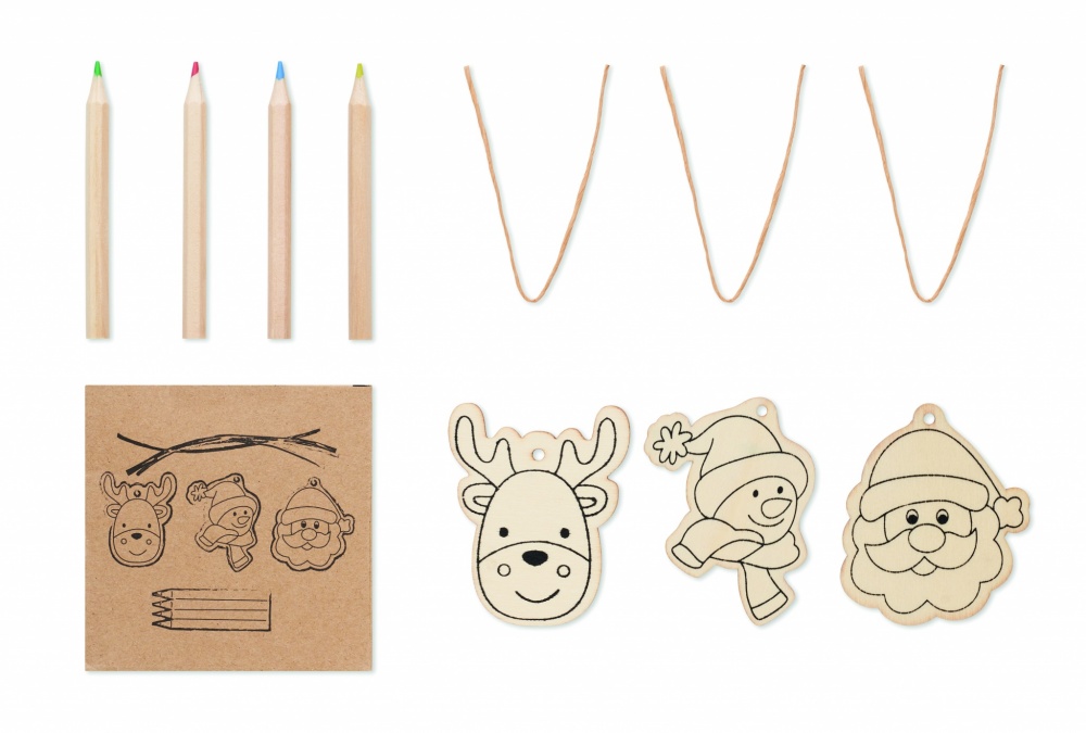 Logo trade promotional product photo of: Drawing wooden ornaments set