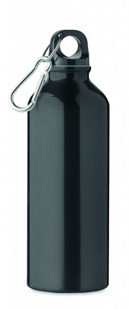 Logo trade corporate gifts picture of: 500 ml single-walled water bottle made of recycled aluminum with a carabiner