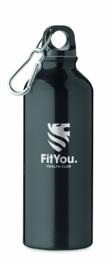 Logotrade advertising product picture of: 500 ml single-walled water bottle made of recycled aluminum with a carabiner