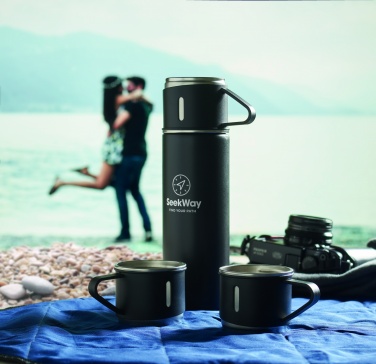 Logo trade promotional items image of: Double wall bottle and cup set