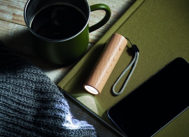 Logo trade promotional merchandise image of: Beech wood rechargeable torch