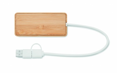 Logo trade promotional items image of: Bamboo USB 3 ports hub