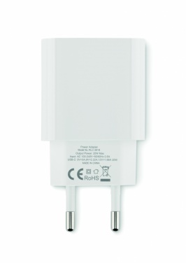 Logotrade promotional gift image of: 20W 2 port USB charger EU plug