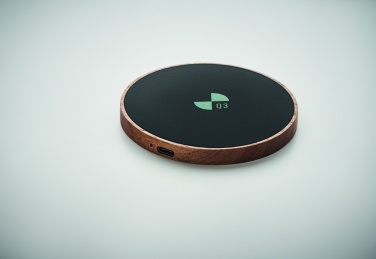Logo trade corporate gift photo of: Wireless charger in acacia 15W