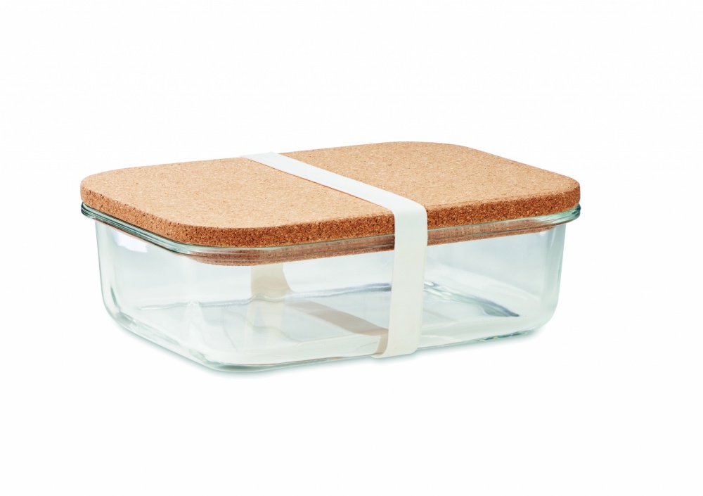 Logo trade promotional giveaways image of: Glass lunch box with cork lid