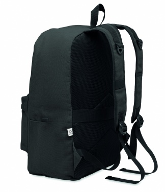 Logo trade promotional items image of: A 15-inch laptop backpack made of recycled pre-consumer cotton with customizable printing
