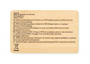 Logo trade promotional merchandise photo of: RFID card in bamboo material