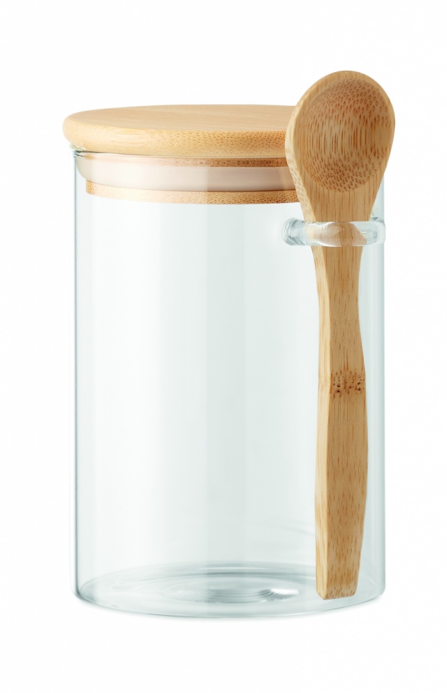 Logo trade promotional items picture of: Glass jar with spoon 600 ml