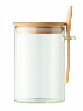 Logo trade promotional items image of: Glass jar with spoon 600 ml