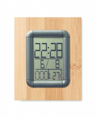 Logo trade promotional products picture of: Bamboo pen holder and LCD clock