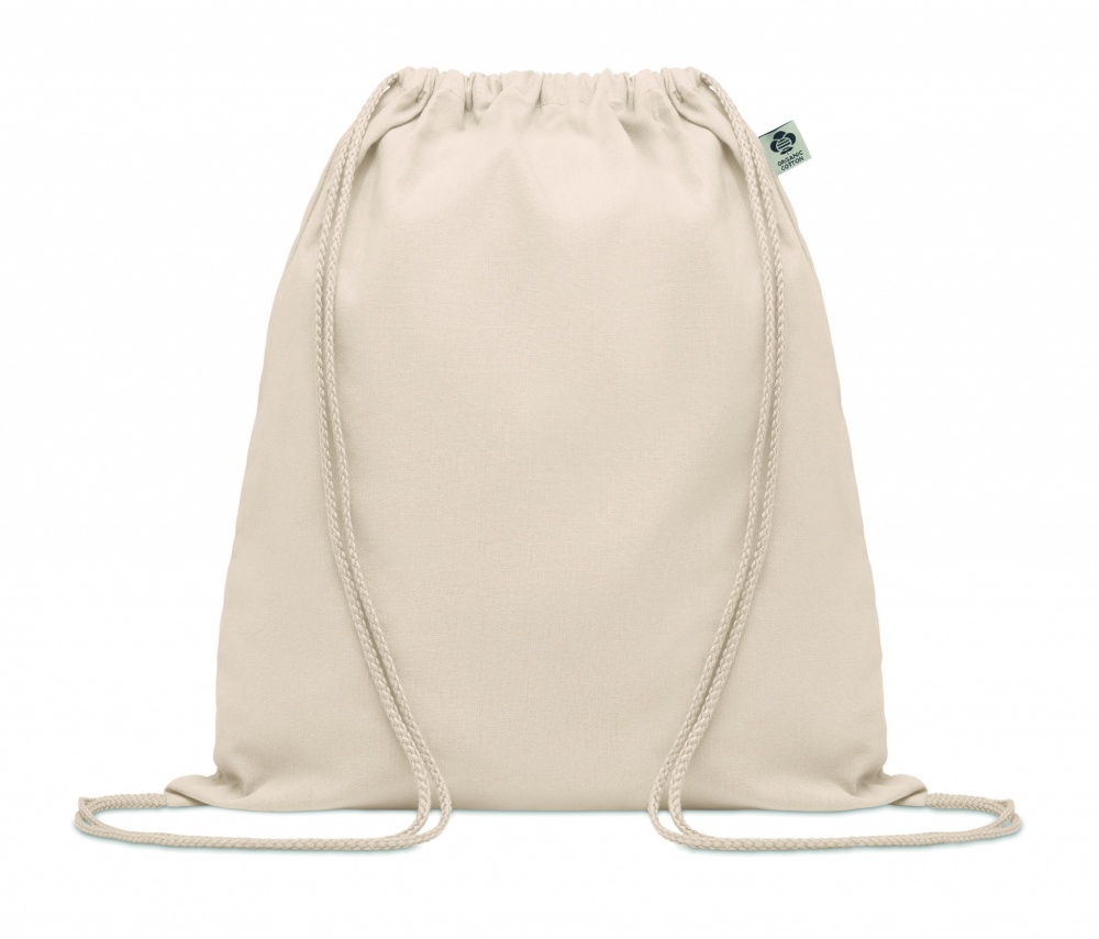 Logo trade promotional gift photo of: Organic cotton drawstring bag
