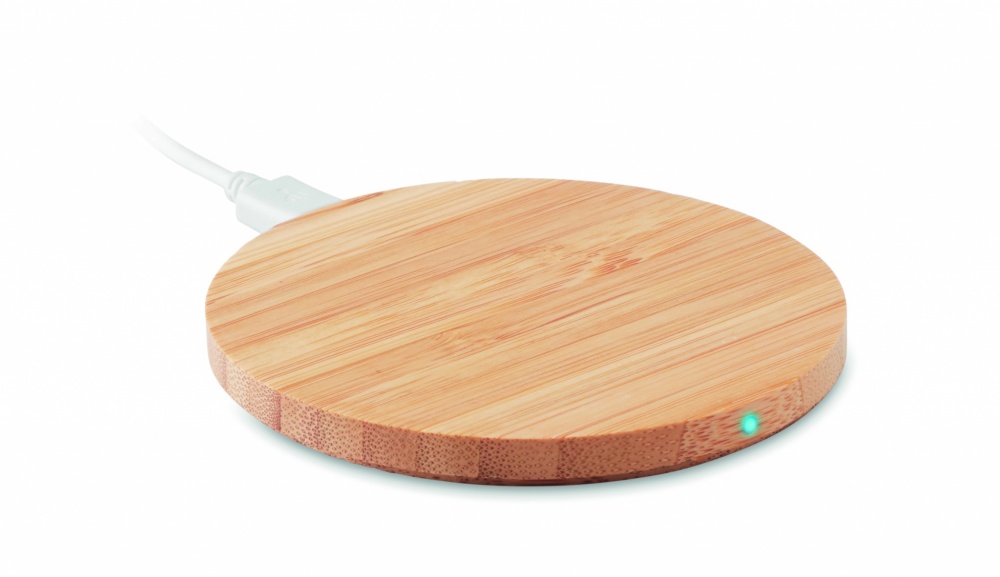 Logotrade advertising product image of: Wireless charger bamboo 10W RUNDO +