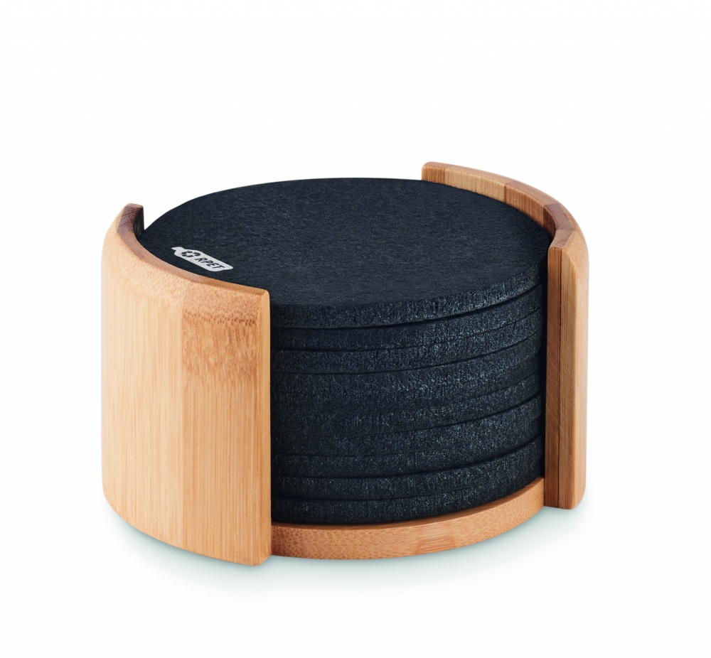 Logo trade promotional products picture of: RPET coasters in bamboo holder
