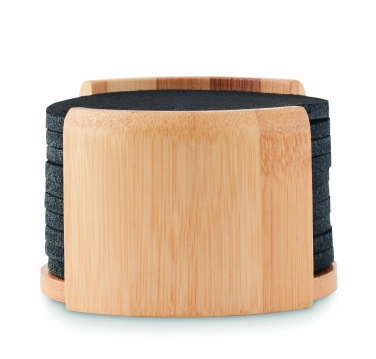 Logo trade advertising product photo of: RPET coasters in bamboo holder