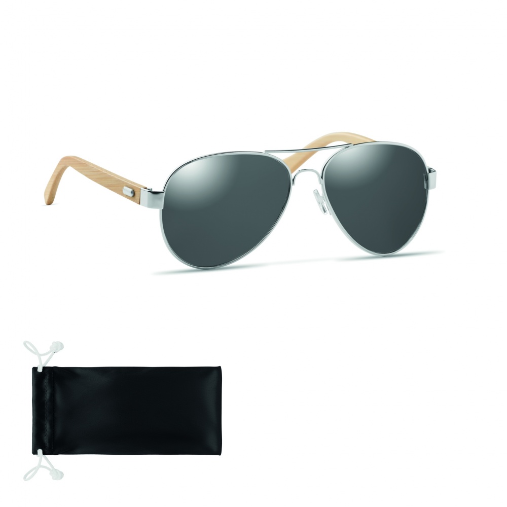 Logo trade promotional gifts picture of: Bamboo sunglasses in pouch TARTU