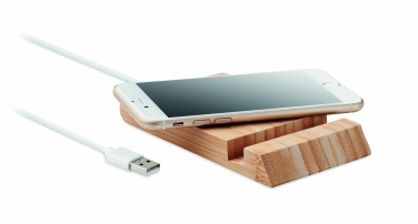 Logo trade promotional products picture of: Bamboo wireless charger  10W ODOS