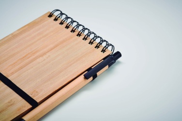 Logo trade promotional giveaways picture of: A6 bamboo notepad with pen SONORABAM