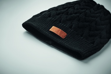 Logotrade promotional giveaway image of: Cable knit beanie in RPET