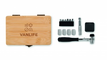 Logo trade promotional giveaways picture of: 13 piece tool set, bamboo case