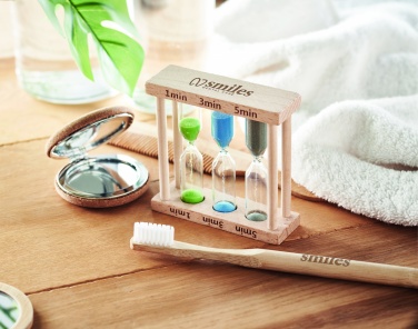 Logo trade promotional item photo of: Set of 3 wooden sand timer