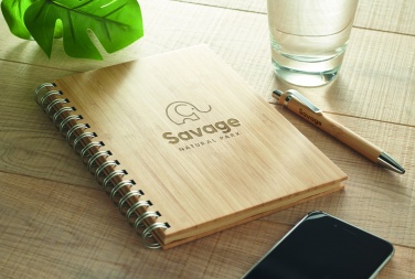 Logo trade promotional item photo of: A5 ring bound Bamboo notebook