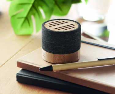 Logo trade corporate gifts image of: Bamboo RPET wireless speaker