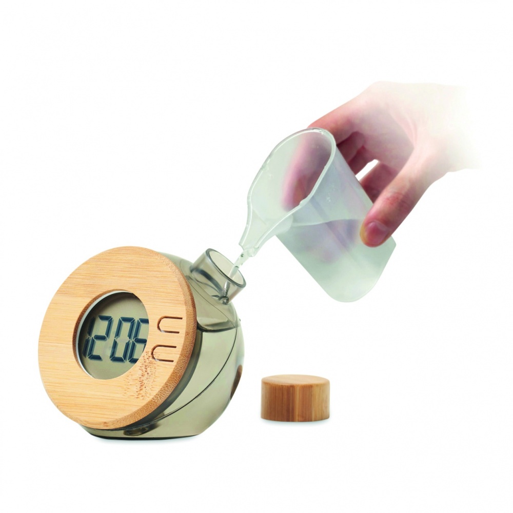 Logotrade promotional item image of: Water powered bamboo LCD clock