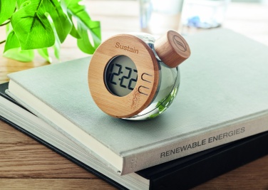 Logo trade promotional gift photo of: Water powered bamboo LCD clock