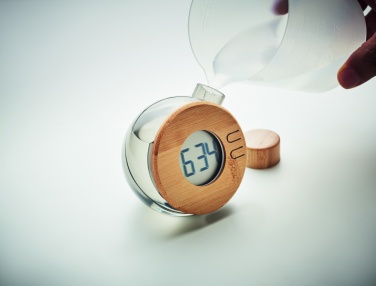 Logotrade promotional product picture of: Water powered bamboo LCD clock