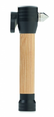 Logotrade promotional giveaway image of: 3-in-1 bamboo flashlight with an emergency hammer and seatbelt cutter