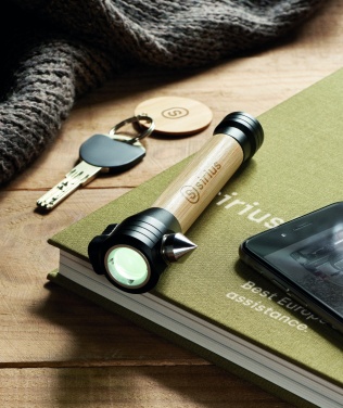Logotrade promotional giveaways photo of: 3-in-1 bamboo flashlight with an emergency hammer and seatbelt cutter