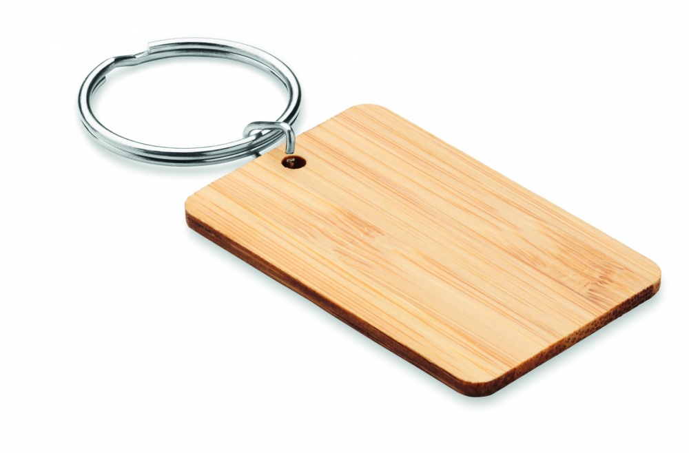 Logotrade advertising product image of: Rectangular bamboo key ring Riihimäki