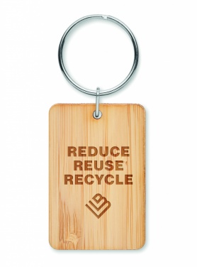 Logotrade promotional giveaways photo of: Rectangular bamboo key ring Riihimäki