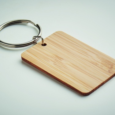 Logo trade corporate gifts picture of: Rectangular bamboo key ring Riihimäki