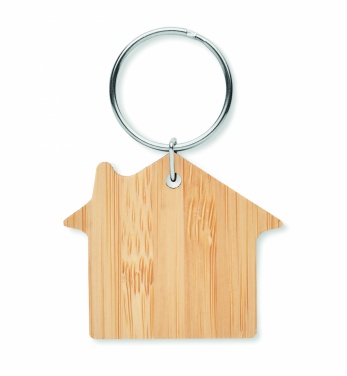 Logotrade advertising products photo of: House shaped bamboo key ring Järvenpää