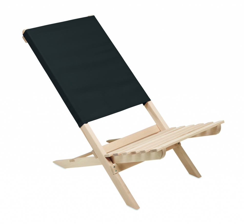 Logo trade promotional merchandise image of: Foldable wooden beach chair