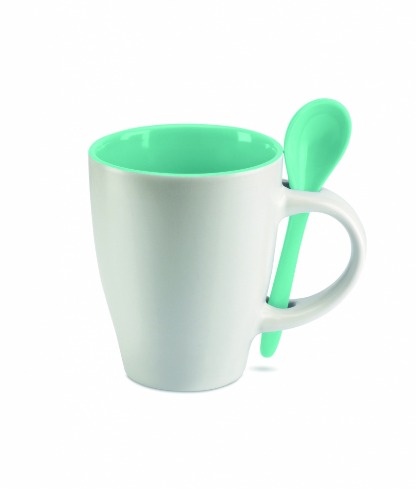 Logotrade corporate gift image of: Bicolour mug with spoon 250 ml