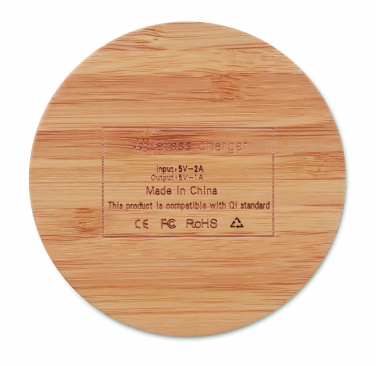 Logo trade corporate gifts picture of: Wireless charger bamboo 5W