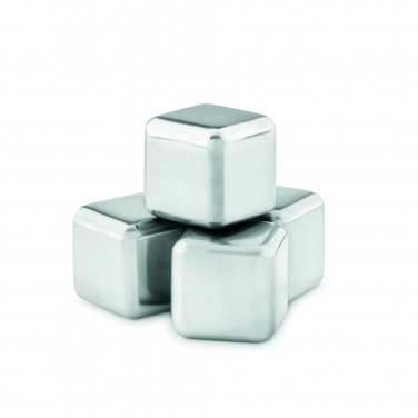 Logotrade promotional item picture of: Set of 4 SS ice cubes in pouch
