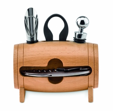 Logotrade promotional giveaway picture of: 4 pcs wine set in wooden stand