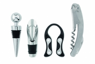 Logo trade promotional merchandise picture of: 4 pcs wine set in wooden stand