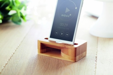 Logotrade promotional merchandise image of: Bamboo phone stand-amplifier CARACOL