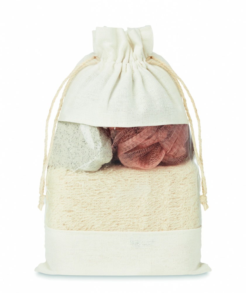 Logo trade advertising product photo of: Bath set in cotton pouch